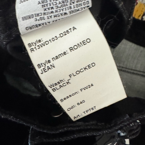 R13 Romeo Jean Black Velvet NWT - Picture 11 of 11